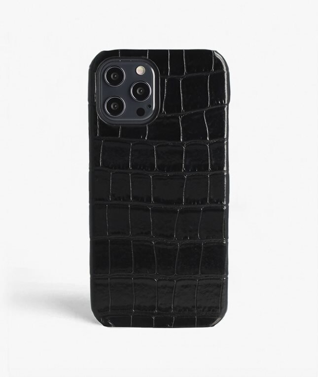 The Case Factory Hoesje iPhone 12 Pro Max Croco Black
