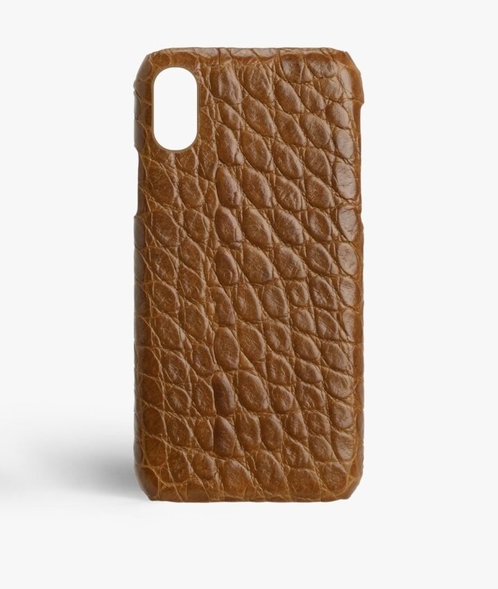 The Case Factory Hoesje iPhone Xs Max Small Croco Cognac