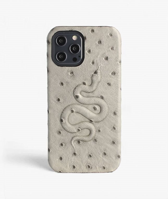 The Case Factory Hoesje iPhone 12 Pro Max Snake Ostrich Grey