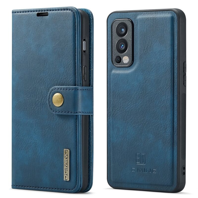 DG.MING Magnet Wallet OnePlus Nord 2 5G Blue - Stijlvol lederen boekhoesje met afneembaar magnetisch binnenhoesje