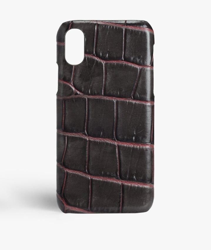 The Case Factory Hoesje iPhone Xs Max Croco Taupe/Pink