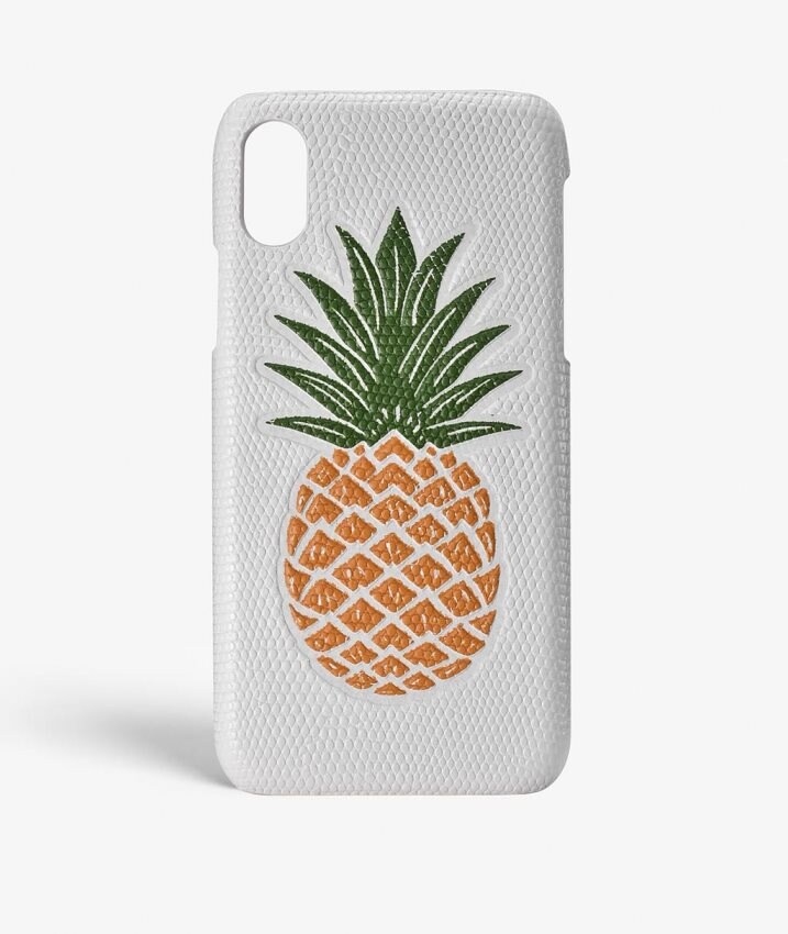The Case Factory Hoesje iPhone X/XS Pineapple Orange Lizard White