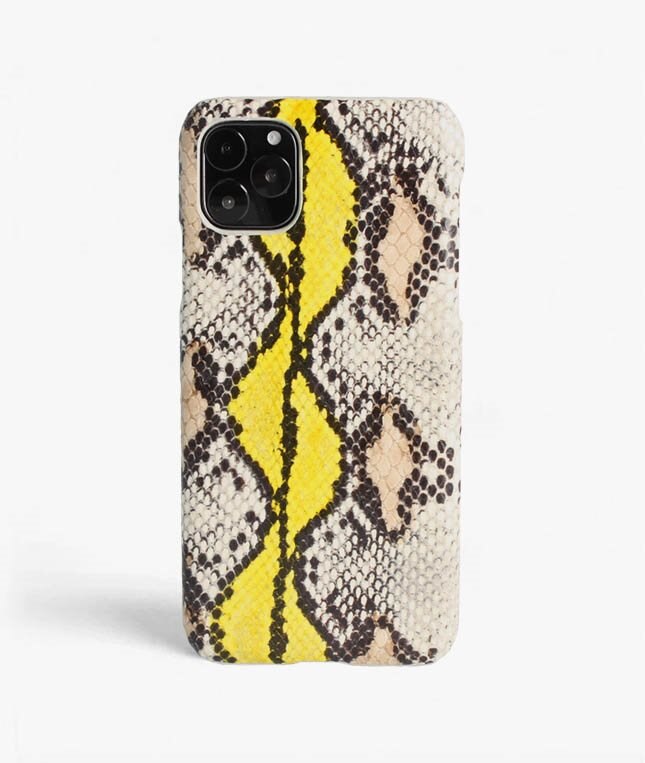 The Case Factory Hoesje iPhone 11 Pro Max Snake Yellow/Beige