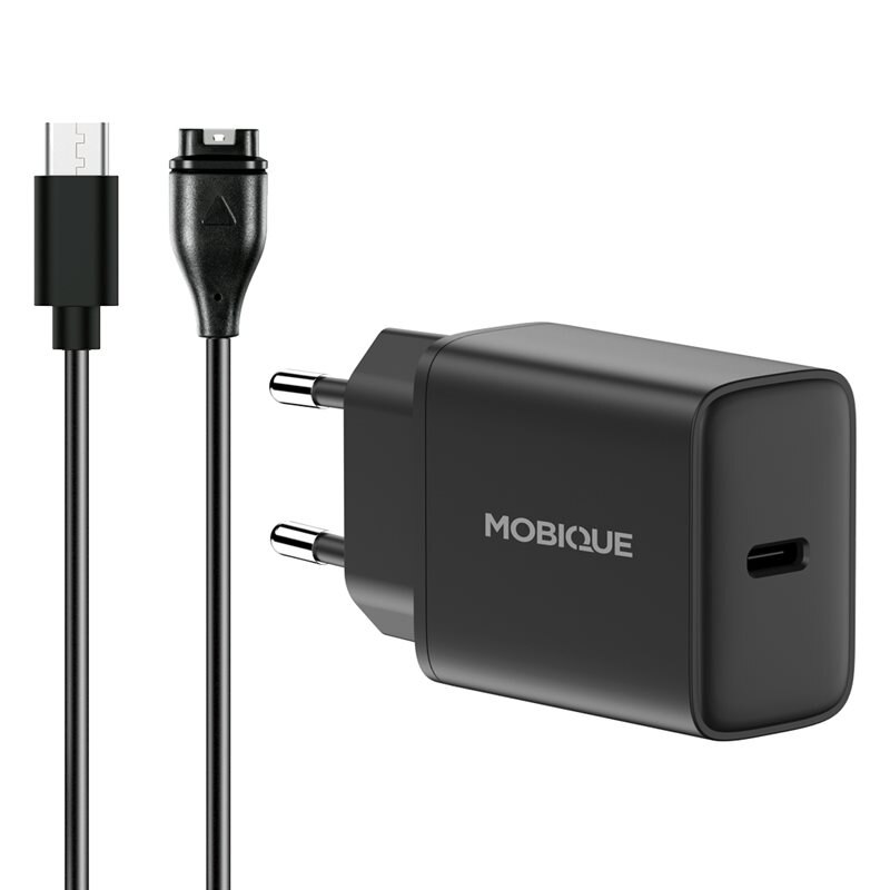 Complete oplader Garmin Forerunner 965 kabel & adapter 20W Zwart