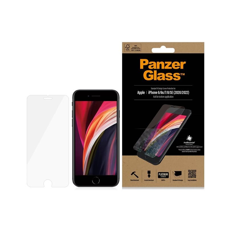 PanzerGlass iPhone SE (2020) Screen Protector - Beschermglas van gehard glas - Eenvoudig te bevestigen