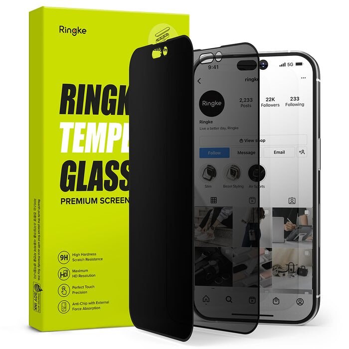 Ringke Privacy Screen Protector Glass iPhone 14 Pro - Beschermglas met privacyfilter - Bescherming van je integriteit