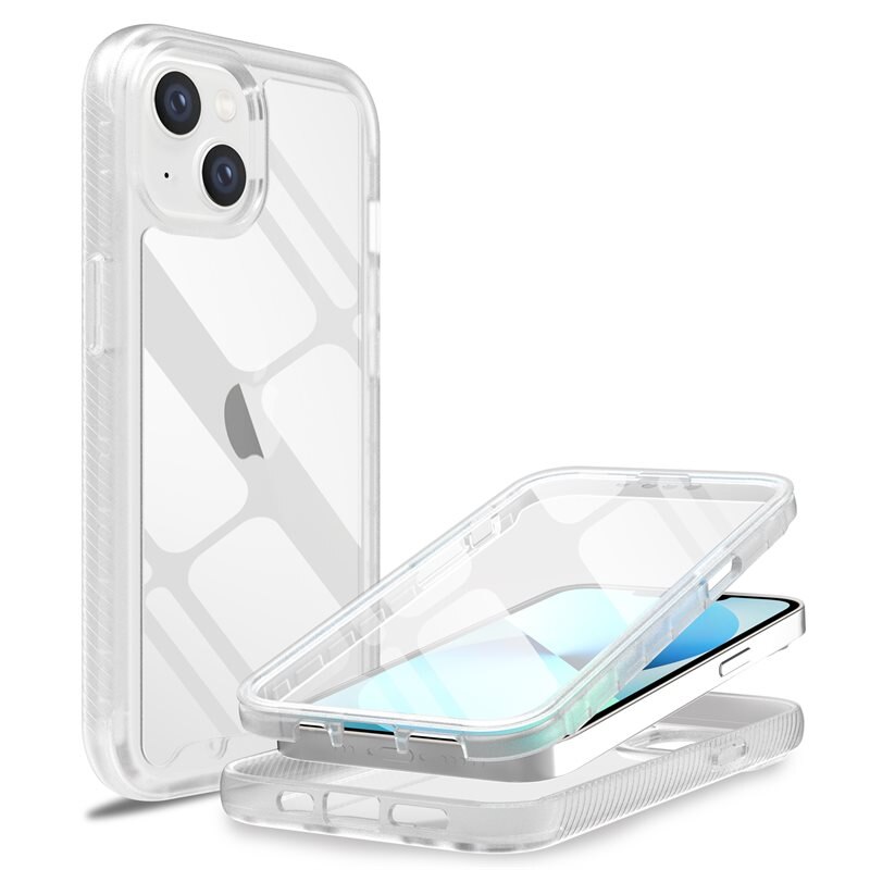 Mobique iPhone 14 Full Protection Hoesje Transparant - Volledig dekkend hoesje met gehard glazen schermbescherming