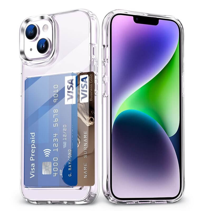 Hybridcase met Cardslot iPhone 15 Transparant - Handig hoesje met kaarthouder