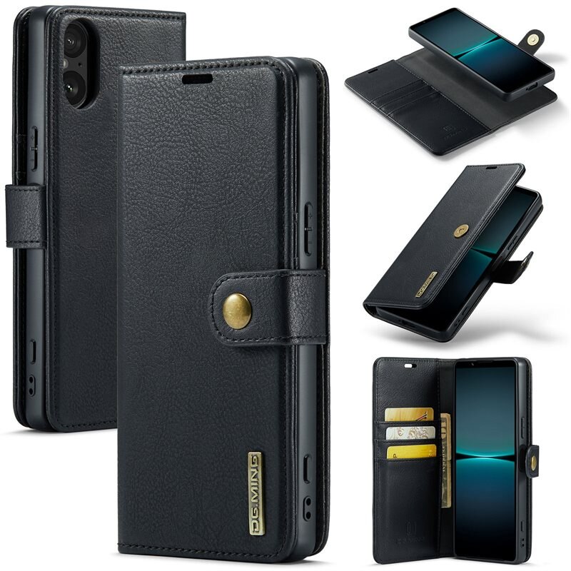 DG.MING Magnet Wallet Sony Xperia 5 V Black - Stijlvol lederen boekhoesje met afneembaar magnetisch binnenhoesje