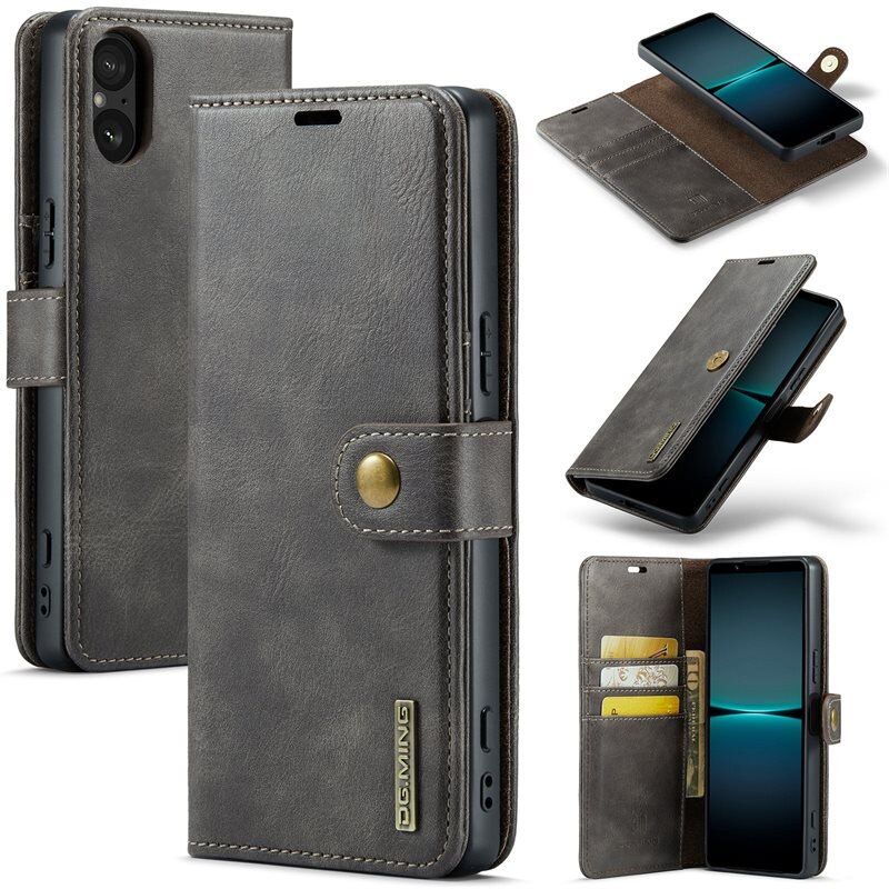 DG.MING Magnet Wallet Sony Xperia 5 V Brown - Stijlvol lederen boekhoesje met afneembaar magnetisch binnenhoesje