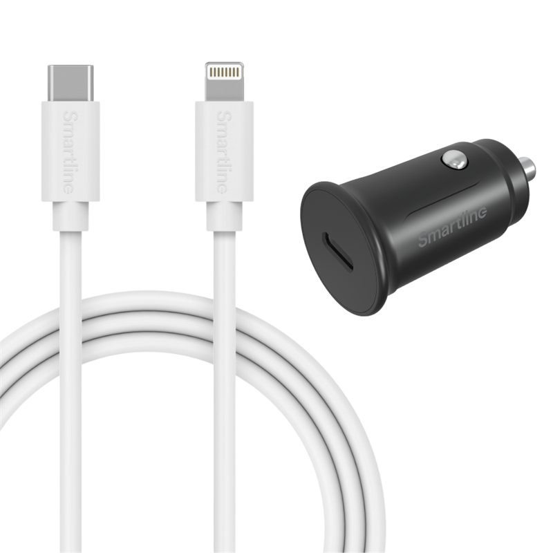 Complete Autolader voor iPhone XR - 1m kabel & Lader Lightning - Smartline