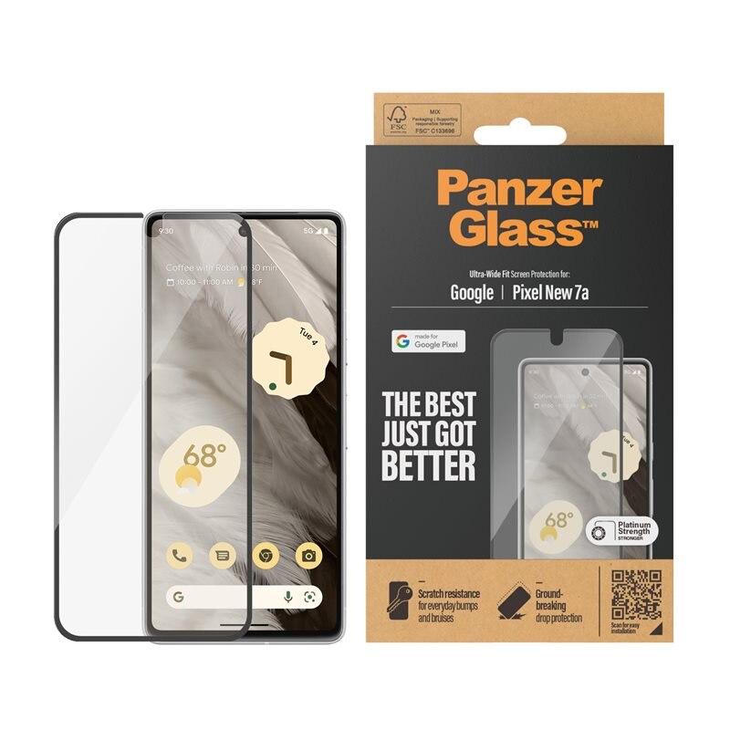 PanzerGlass Google Pixel 8a Screen Protector Ultra Wide Fit - Schermbeschermer met onovertroffen kwaliteit. De beste bescherming voor je scherm