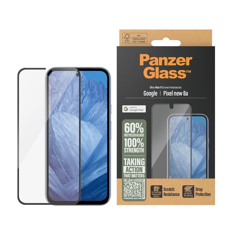 PanzerGlass Google Pixel 9a Screen Protector Ultra Wide Fit - Schermbeschermer met onovertroffen kwaliteit. De beste bescherming voor je scherm