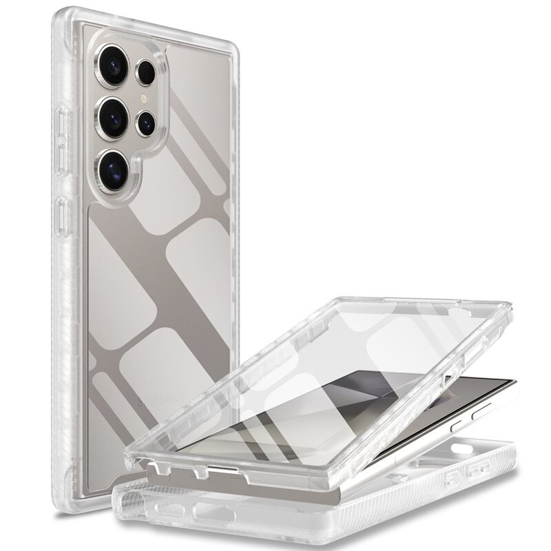 Mobique Samsung Galaxy S22 Ultra Full Protection Hoesje Transparant - Volledig dekkend hoesje met gehard glazen schermbescherming
