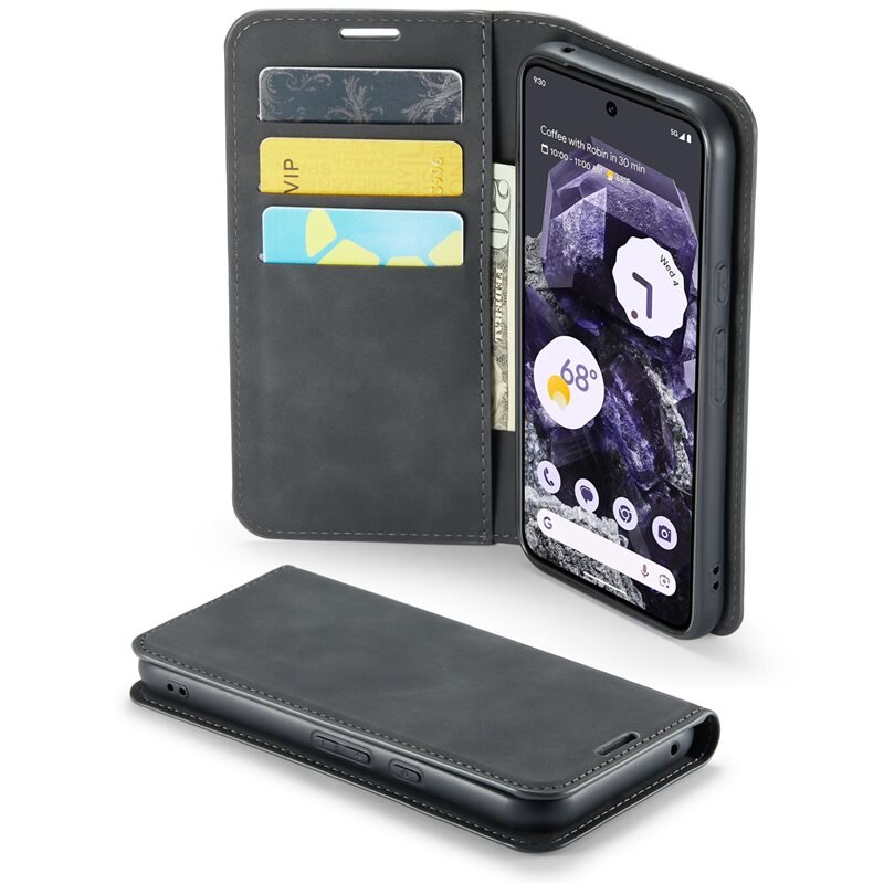 Mobique Google Pixel 8a Slim Smartphonehoesje Zwart - Portemonneehoesje in slank ontwerp