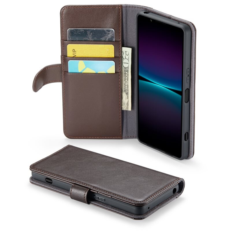 Mobique Sony Xperia 1 VI Echt lederen hoesje Bruin - Klassiek boekhoesje met plek voor briefgeld en pasjes