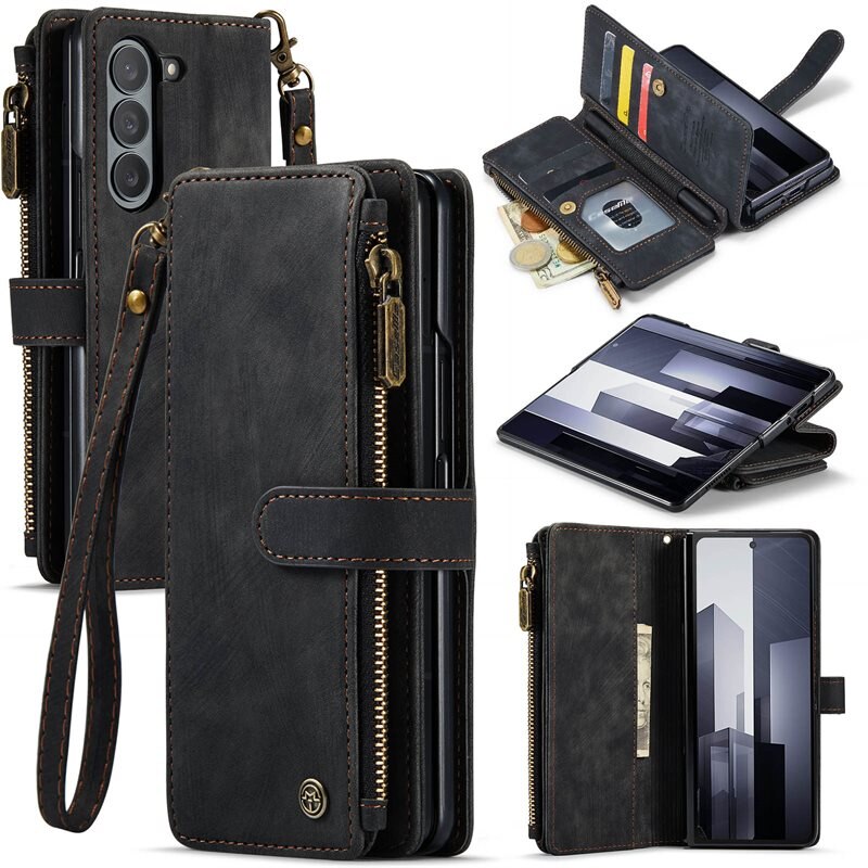 CaseMe Bookcover hoesje Rits Samsung Galaxy Z Fold 6 zwart
