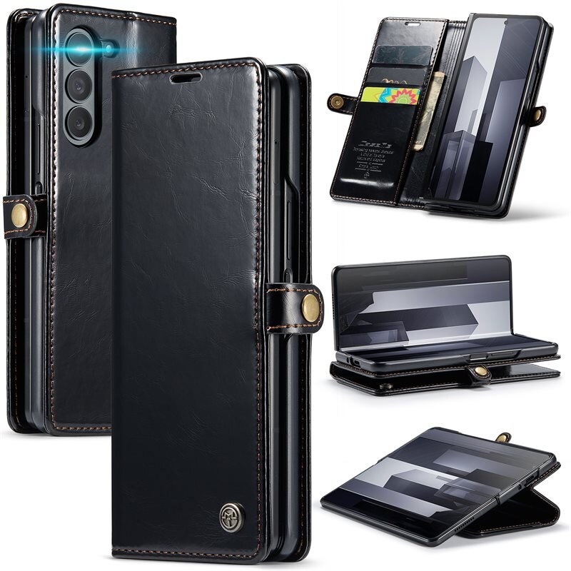 CaseMe Kunstleren hoesje Samsung Galaxy Z Fold 7 zwart