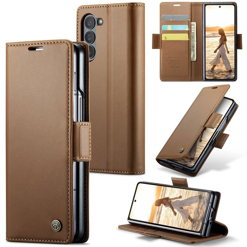 CaseMe RFID blocking Slim Bookcover hoesje Samsung Galaxy Z Fold 6 bruin