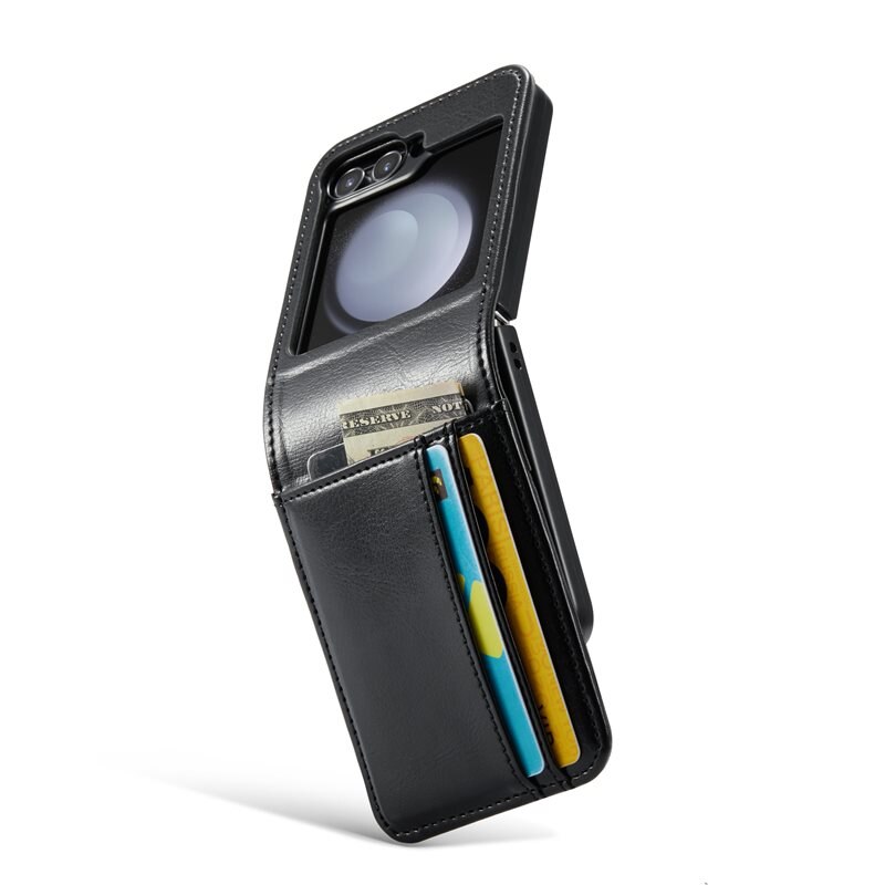Mobique Samsung Galaxy Z Flip 6 Echt lederen hoesje zwart
