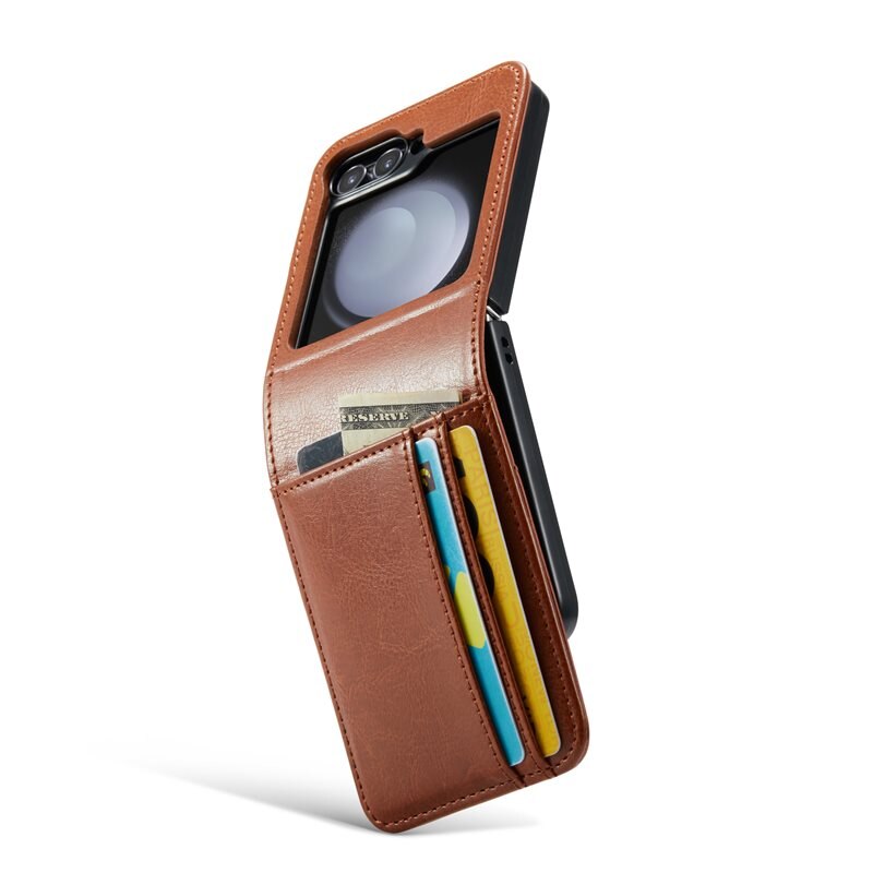 Mobique Samsung Galaxy Z Flip 6 Echt lederen hoesje cognac