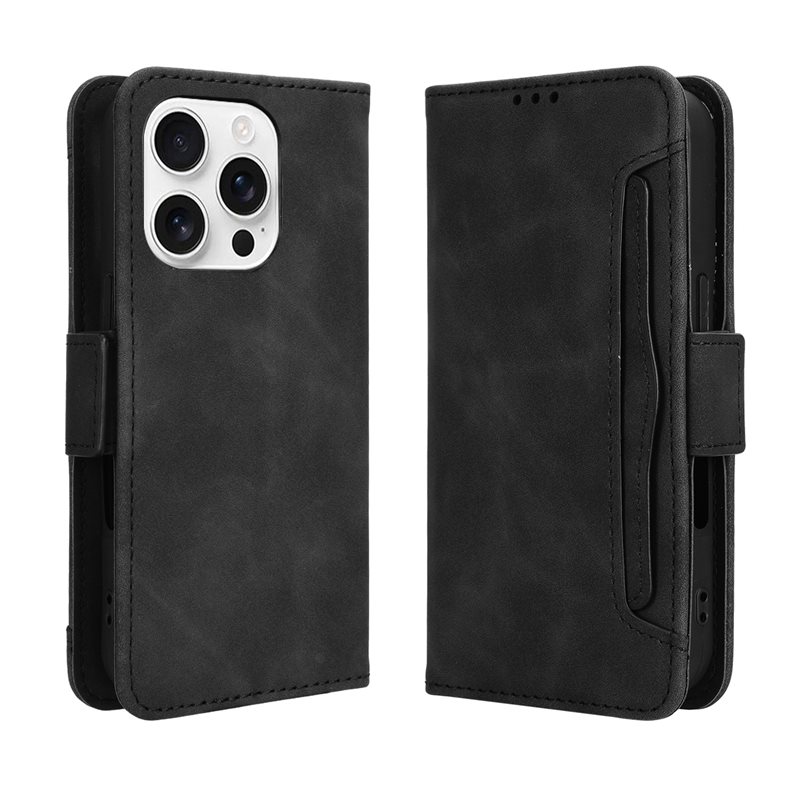 iPhone 16 Pro Max Multi Bookcover hoesje zwart - Telefoonhoesje - Plek voor pasjes en briefgeld, contant geld