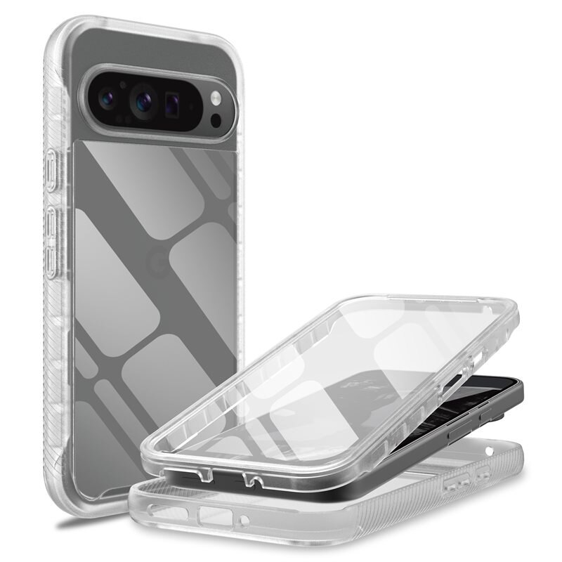 Mobique Google Pixel 9 Pro XL Full Protection Hoesje Transparant - Volledig dekkend hoesje met gehard glazen schermbescherming