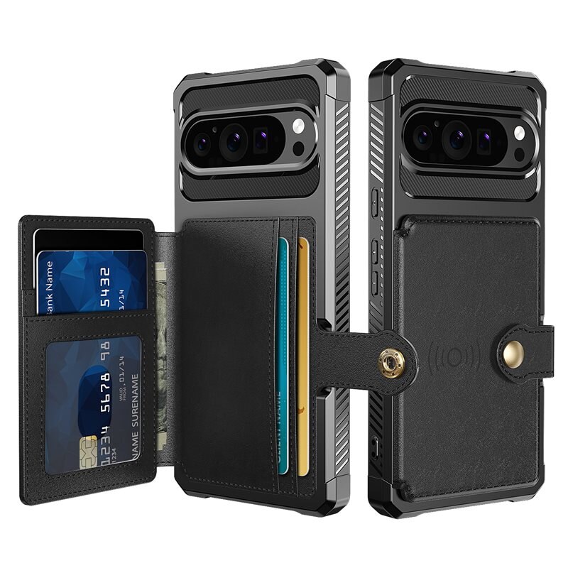 Google Pixel 9 Pro Tough Multi-slot Hoesje Zwart - Beschermend hoesje met handig kaartvak in stoer design