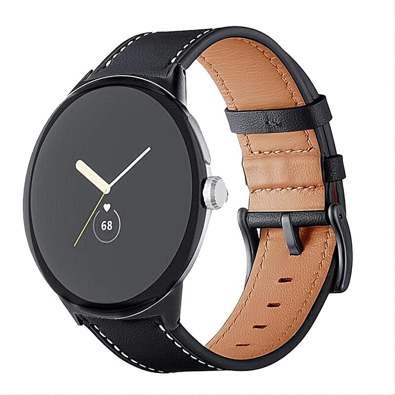 Google Pixel Watch Leren bandje Zwart - Mooi bandje van leer