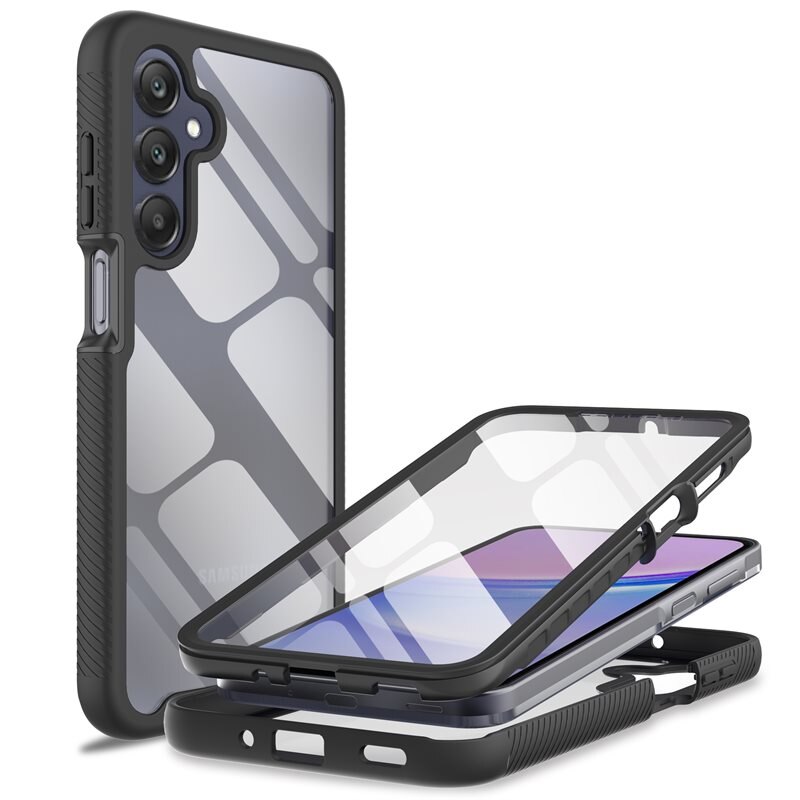 Mobique Samsung Galaxy A16 Full Protection Hoesje Zwart - Volledig dekkend hoesje met gehard glazen schermbescherming