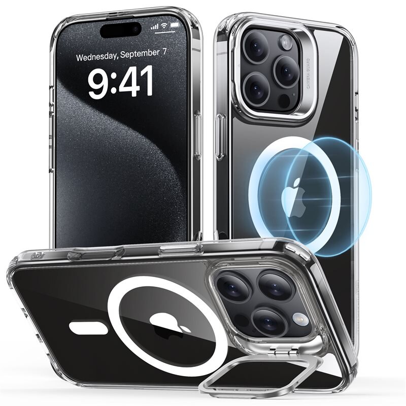 ESR Classic Kickstand HaloLock MagSafe iPhone 16 Pro Max Transparant - Schokbestendig magnetisch hoesje met uitvouwbare steun