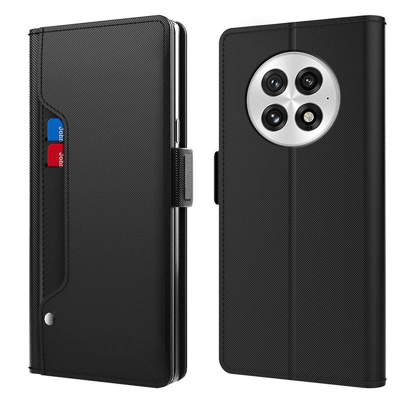 OnePlus 13 Bookcover Hoesje met Spiegel zwart - Telefoonhoesje met plek voor pasjes en briefgeld
