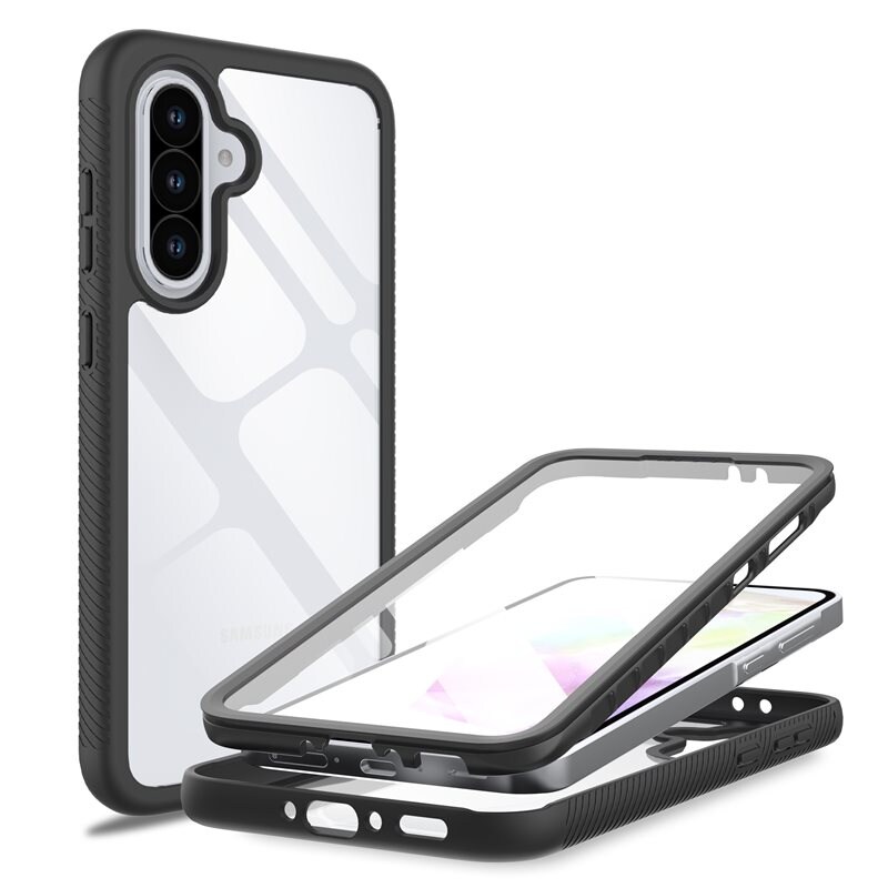 Mobique Samsung Galaxy A56 Full Protection Hoesje Zwart - Volledig dekkend hoesje met gehard glazen schermbescherming