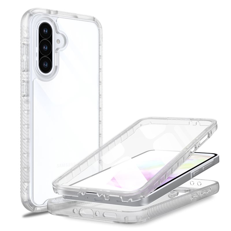 Mobique Samsung Galaxy A56 Full Protection Hoesje Transparant - Volledig dekkend hoesje met gehard glazen schermbescherming