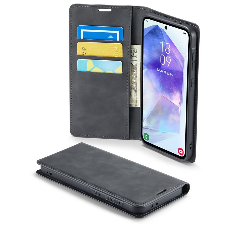 Mobique Samsung Galaxy A56 Slim Smartphonehoesje Zwart - Portemonneehoesje in slank ontwerp