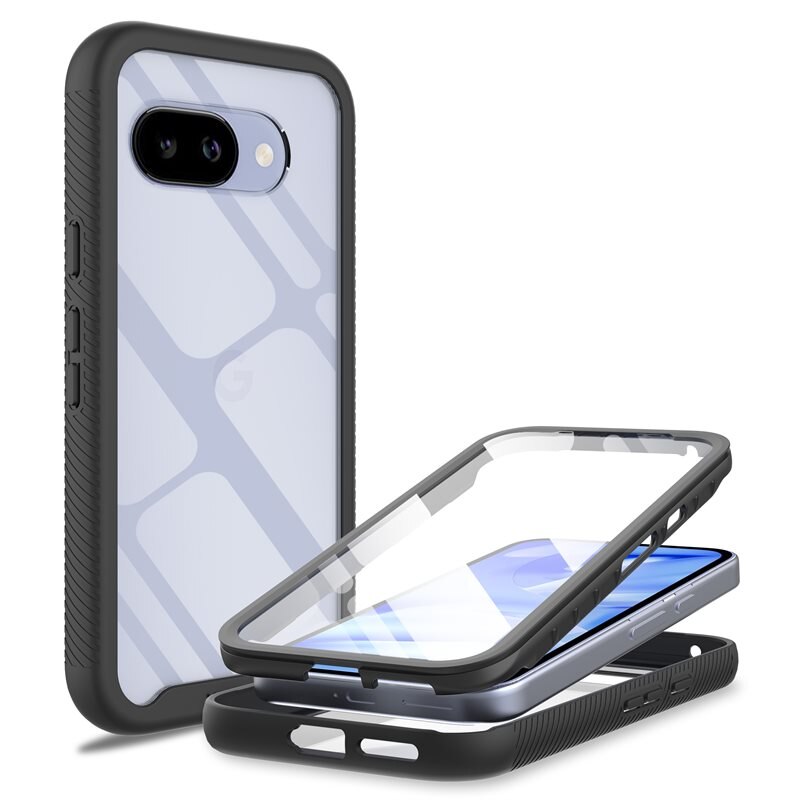Mobique Google Pixel 9a Full Protection Hoesje Zwart - Volledig dekkend hoesje met gehard glazen schermbescherming