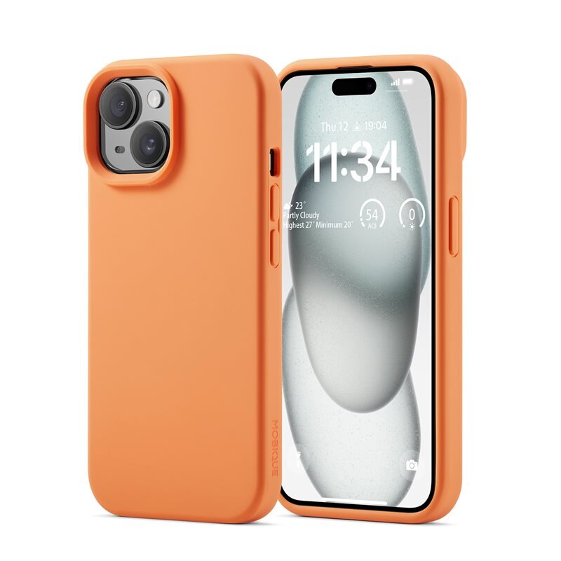 Mobique Magnetic Siliconen hoesje iPhone 15 Solar Orange