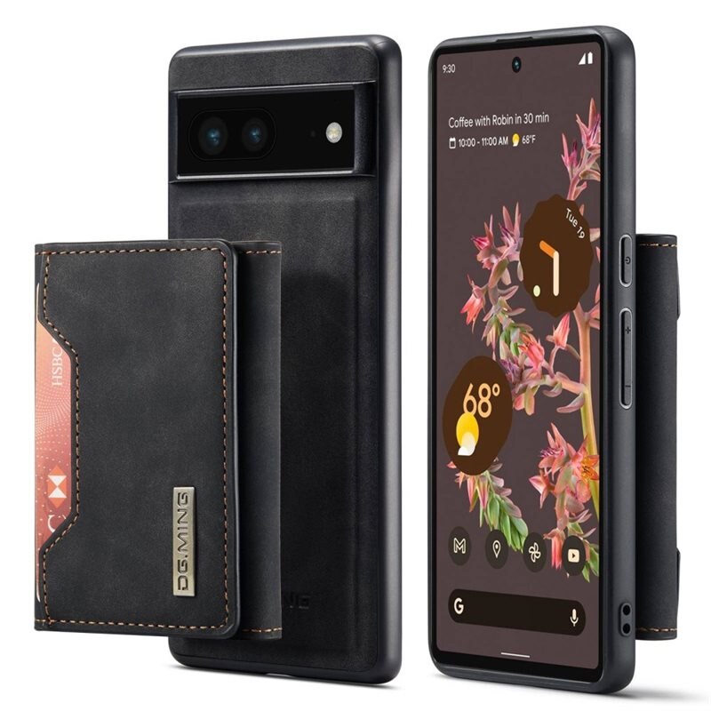 DG.MING Magnetic Card Slots Case Google Pixel 7 Zwart - Mooi leren hoejse met afneembaar portemonneetje