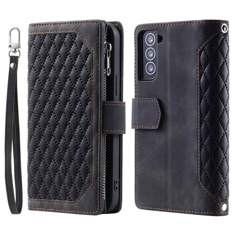 Samsung Galaxy S22 Portemonnee tas Quilted Zwart - Telefoontasje dames