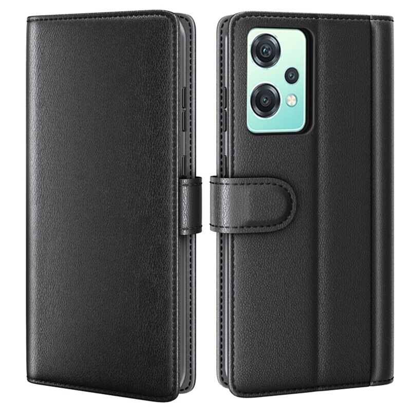 OnePlus Nord CE 2 Lite 5G Echt lederen hoesje Zwart - Klassiek boekhoesje met plek voor briefgeld en pasjes