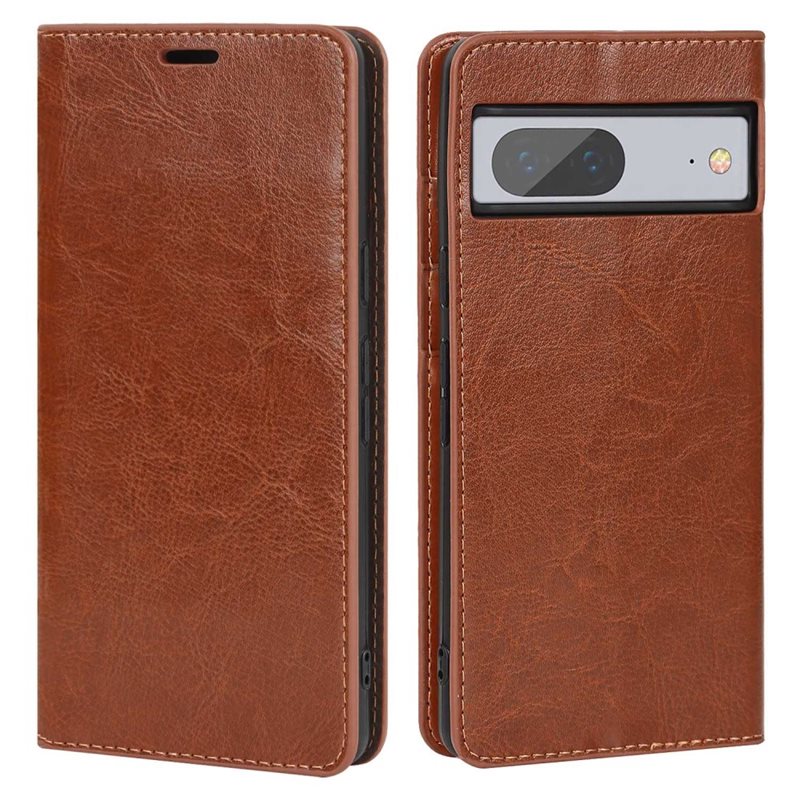 Google Pixel 7 Mobielhoesje Echt Leer Bruin - Dun hoesje met kaartvak en standaardfunctie