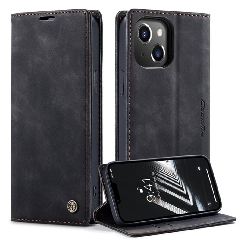 CaseMe Slim Bookcover Hoesje iPhone 14 Plus Zwart - Dun telefoonhoesje met pasjeshouder