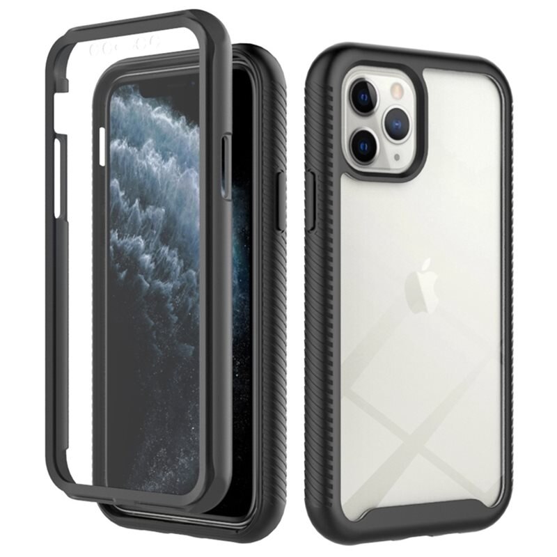 iPhone 11 Pro Full Protection Hoesje Zwart - Volledig dekkend hoesje met gehard glazen schermbescherming