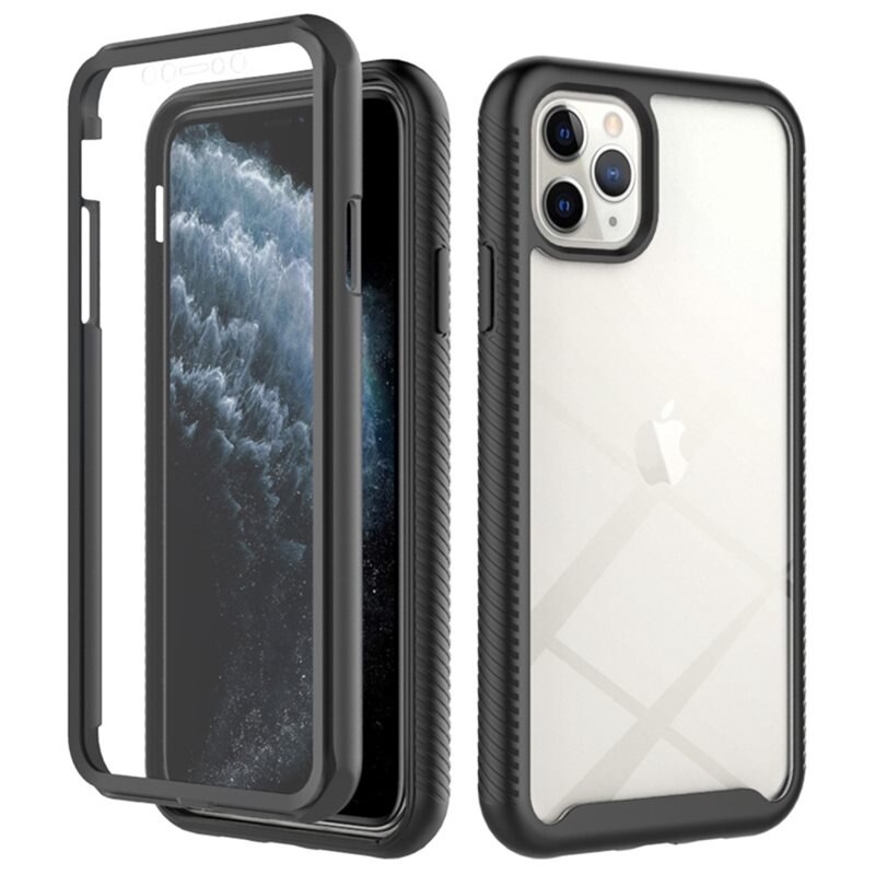 iPhone 11 Pro Max Full Protection Hoesje Zwart - Volledig dekkend hoesje met gehard glazen schermbescherming