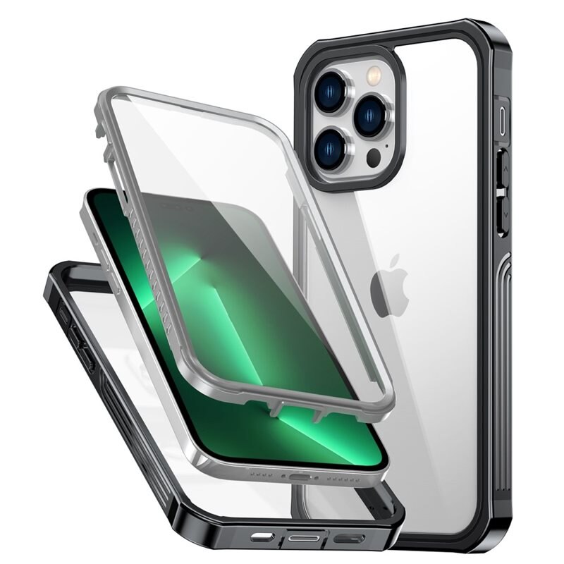 Premium Full Protection Hoesje iPhone 14 Pro Black - Volledige dekking - Telefoonhoesje met geïntegreerde bescherming voor het scherm
