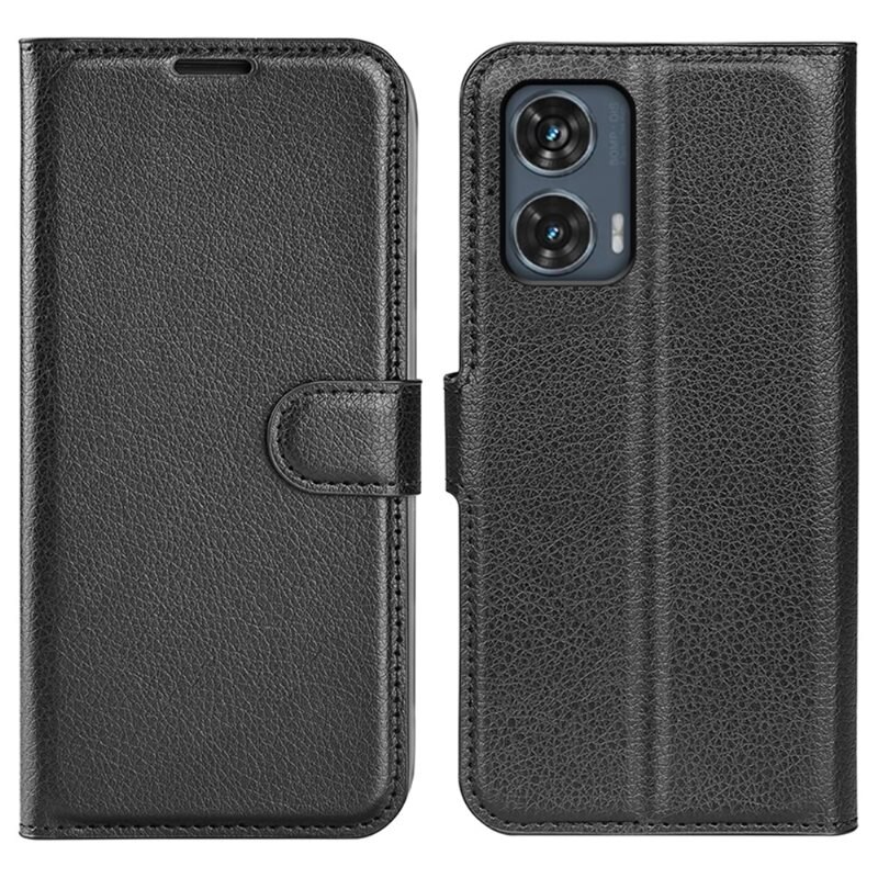Motorola Edge 50 Fusion Smartphonehoesje Zwart - Portemonneehoesje met kaartvak en ingebouwde standaardfunctie