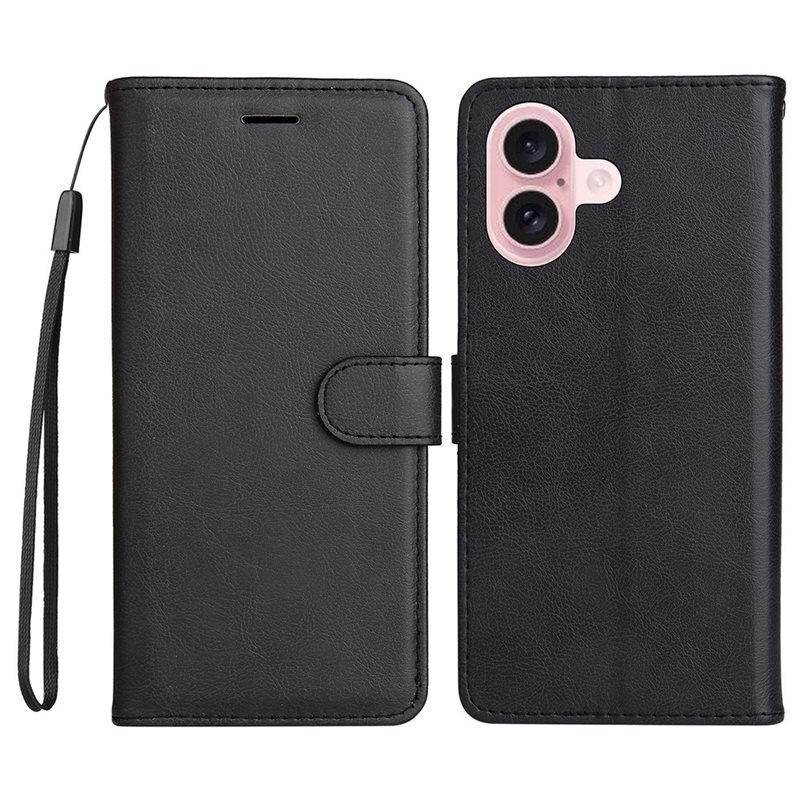 iPhone 16 Bookcover hoesje zwart - Telefoonhoesje met plek voor pasjes en briefgeld