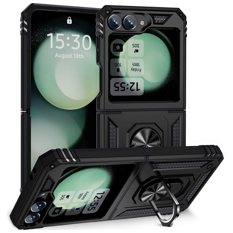Samsung Galaxy Z Flip 7 FE Hybridcase Tech Ring zwart