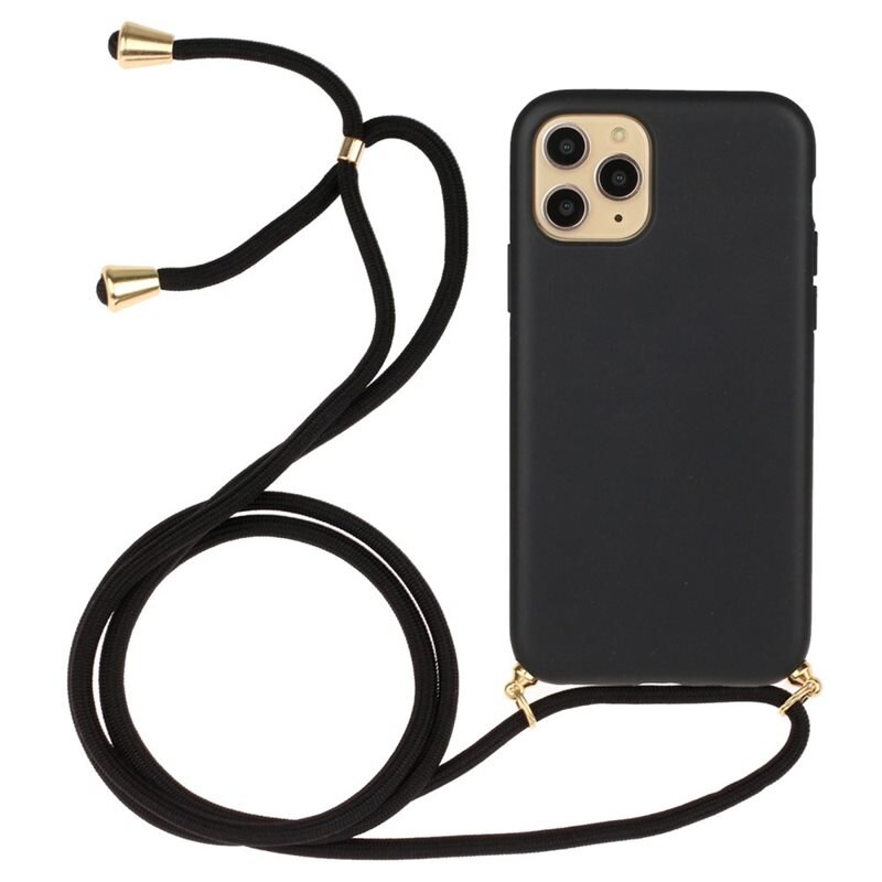 iPhone 16 Pro Hoesje Halsband zwart - Hoesje met practische nekriem - Draagriem