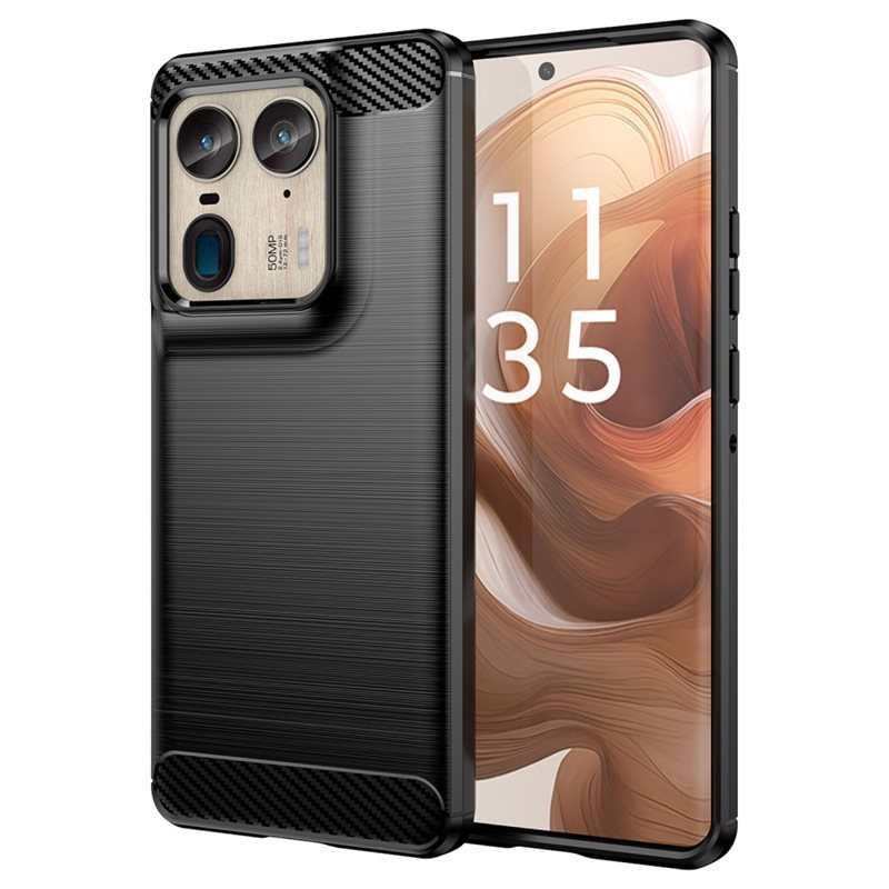 tectTech Hoesje TPU Brushed Motorola Edge 50 Ultra Zwart - Telefoonhoesje met stijlvol ontwerp